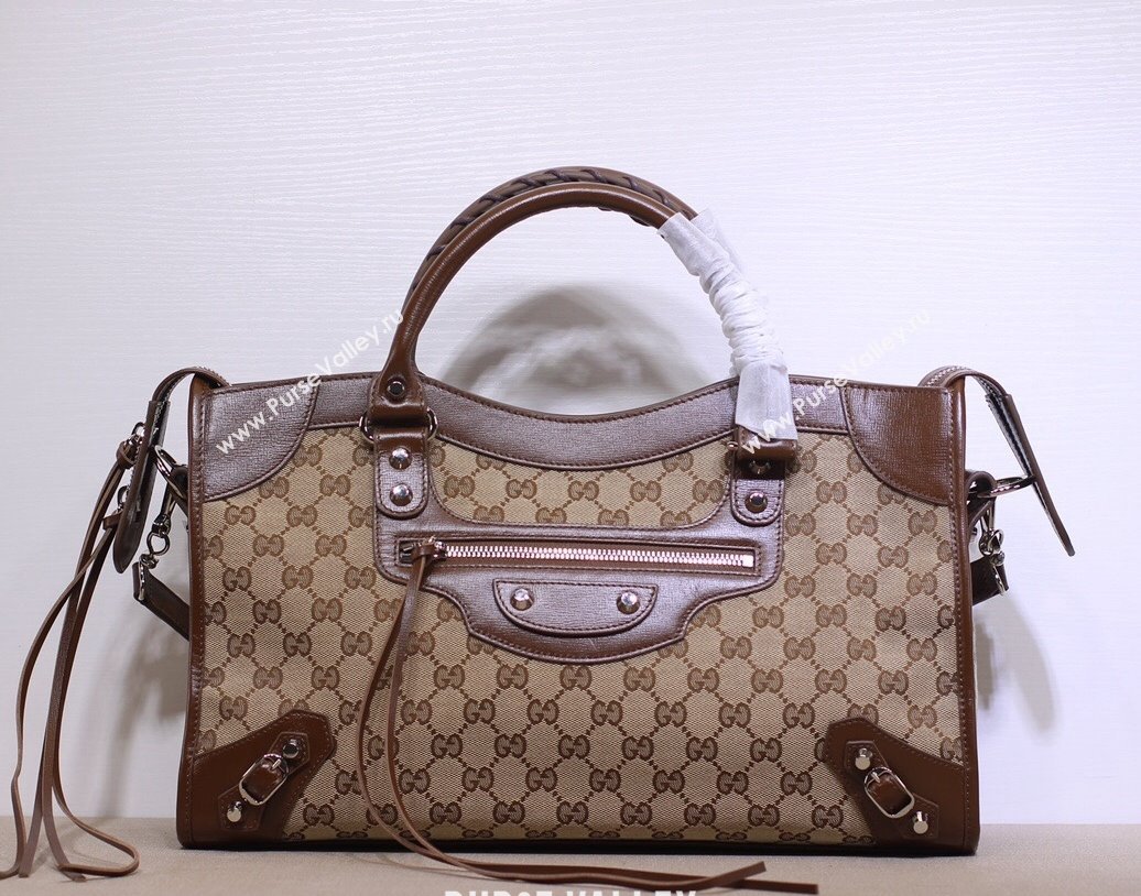 Balenciaga x Gucci GG Canvas Large Classic City Bag 658597 Beige/Brown 2021 (DLH-21113052)