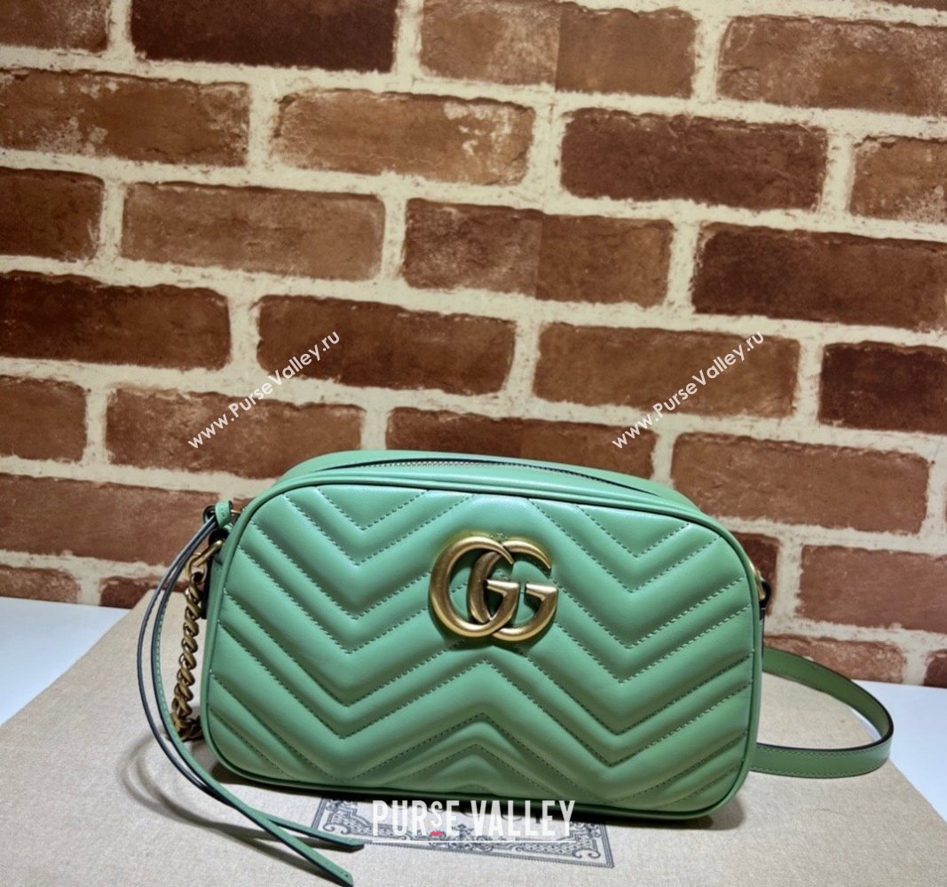 Gucci GG Marmont Matelasse Shoulder Bag 447632 Sage Green 2024 (DLH-241211103)