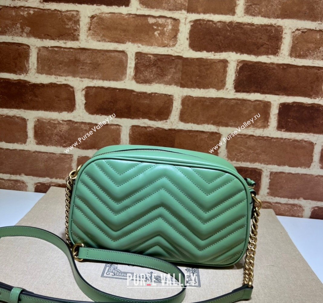 Gucci GG Marmont Matelasse Shoulder Bag 447632 Sage Green 2024 (DLH-241211103)