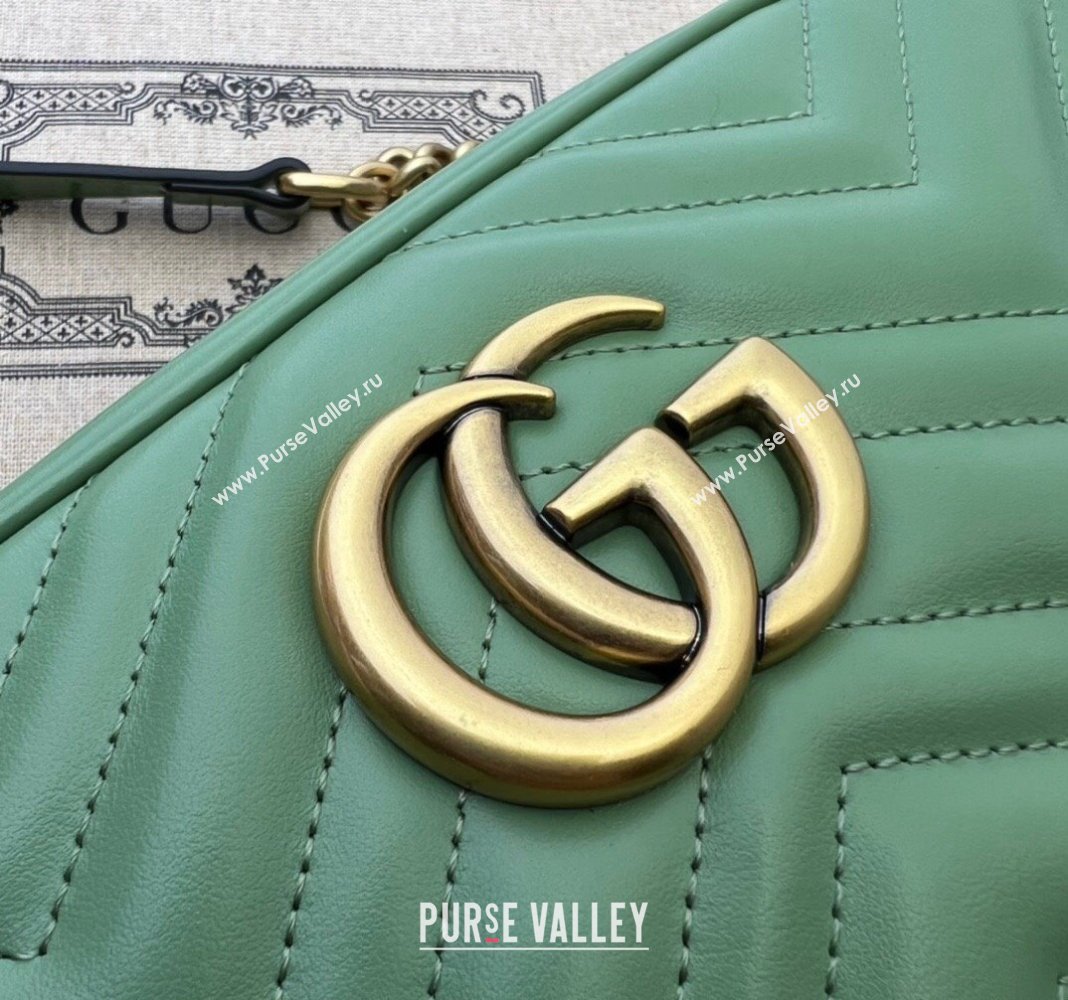 Gucci GG Marmont Matelasse Shoulder Bag 447632 Sage Green 2024 (DLH-241211103)