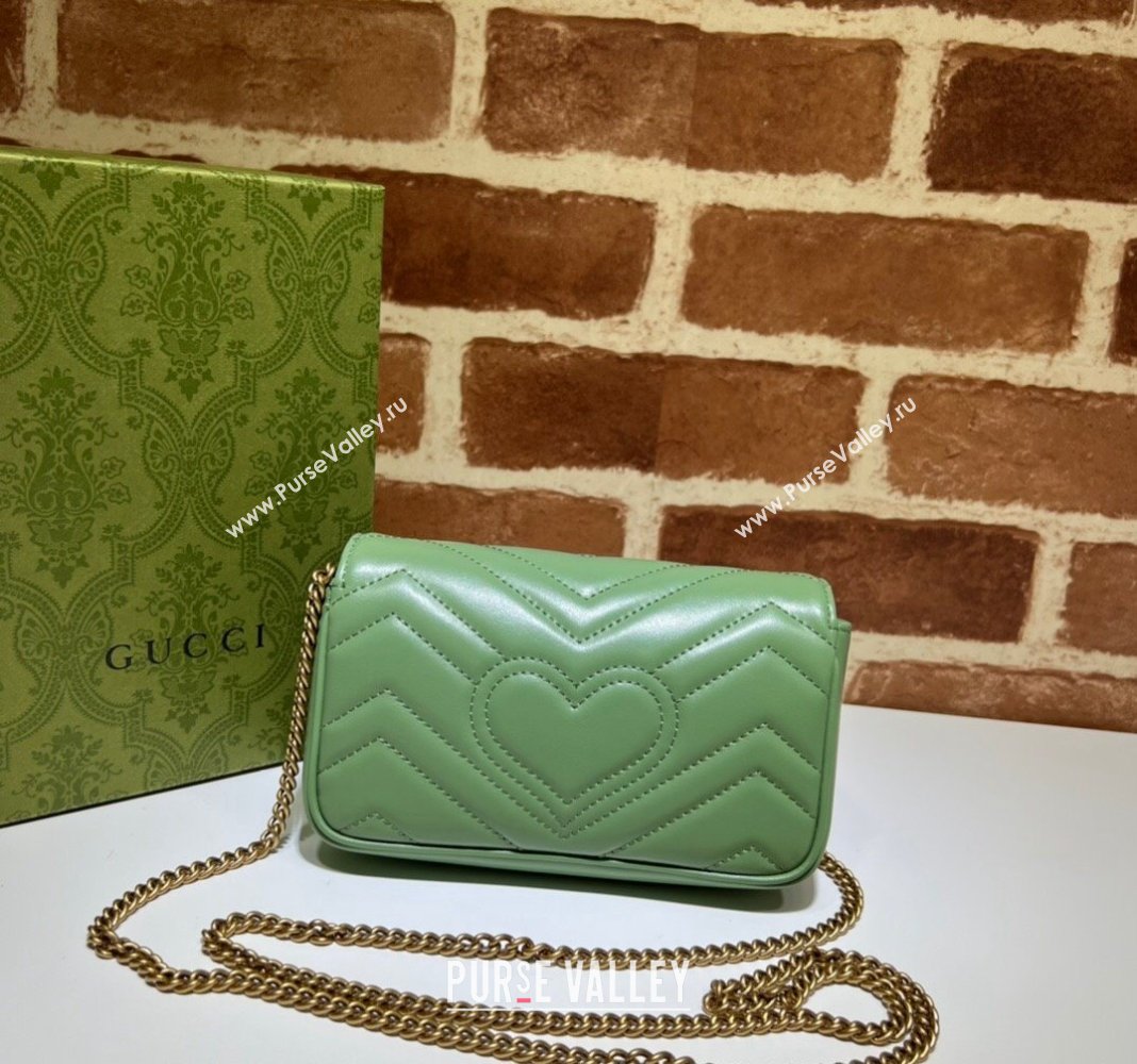 Gucci GG Marmont Matelasse Leather Super Mini Bag 476433 Sage Green 2024 (DLH-241211079)