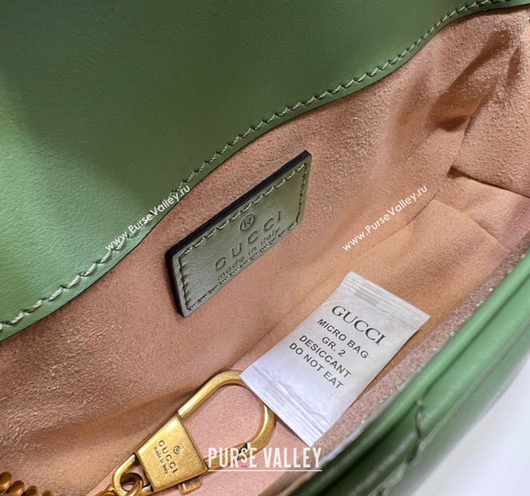 Gucci GG Marmont Matelasse Leather Super Mini Bag 476433 Sage Green 2024 (DLH-241211079)