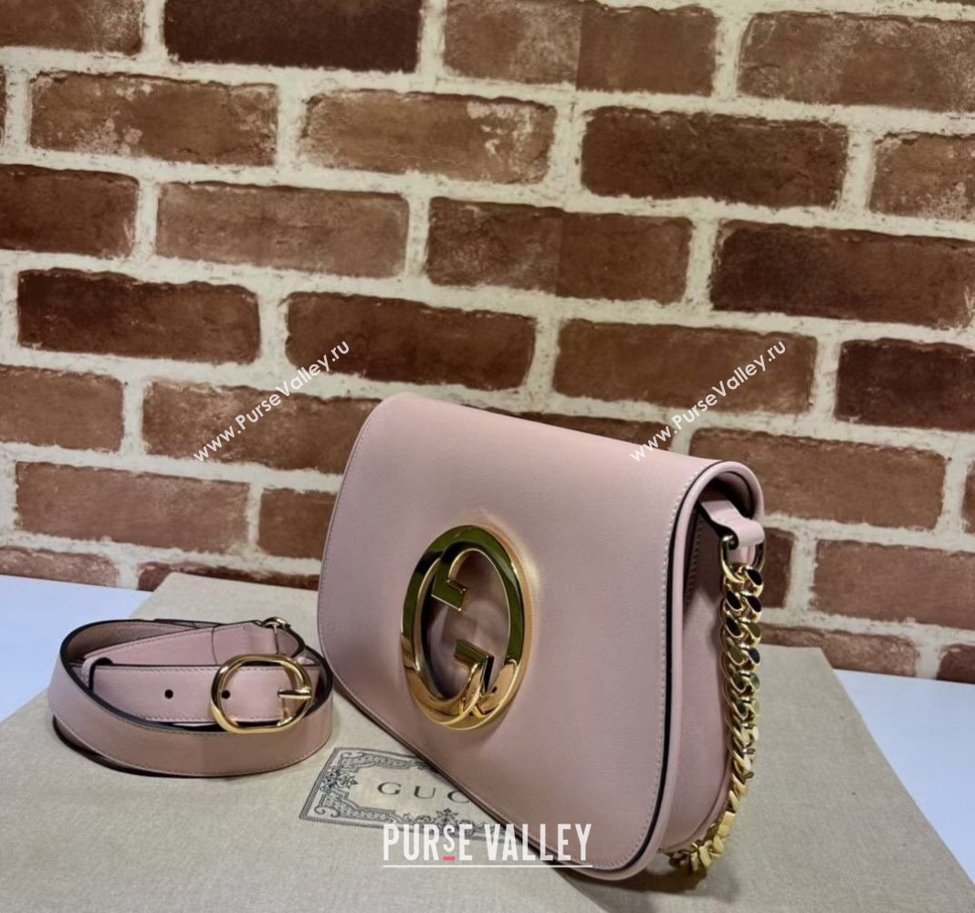 Gucci Blondie Leather Shoulder Bag with Interlocking G 699268 Light Pink 2024 (DLH-241211040)