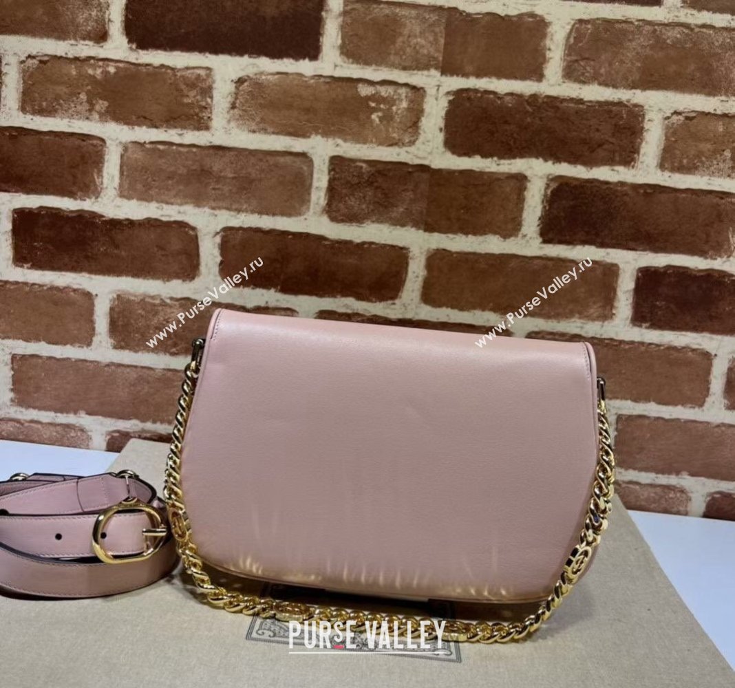 Gucci Blondie Leather Shoulder Bag with Interlocking G 699268 Light Pink 2024 (DLH-241211040)