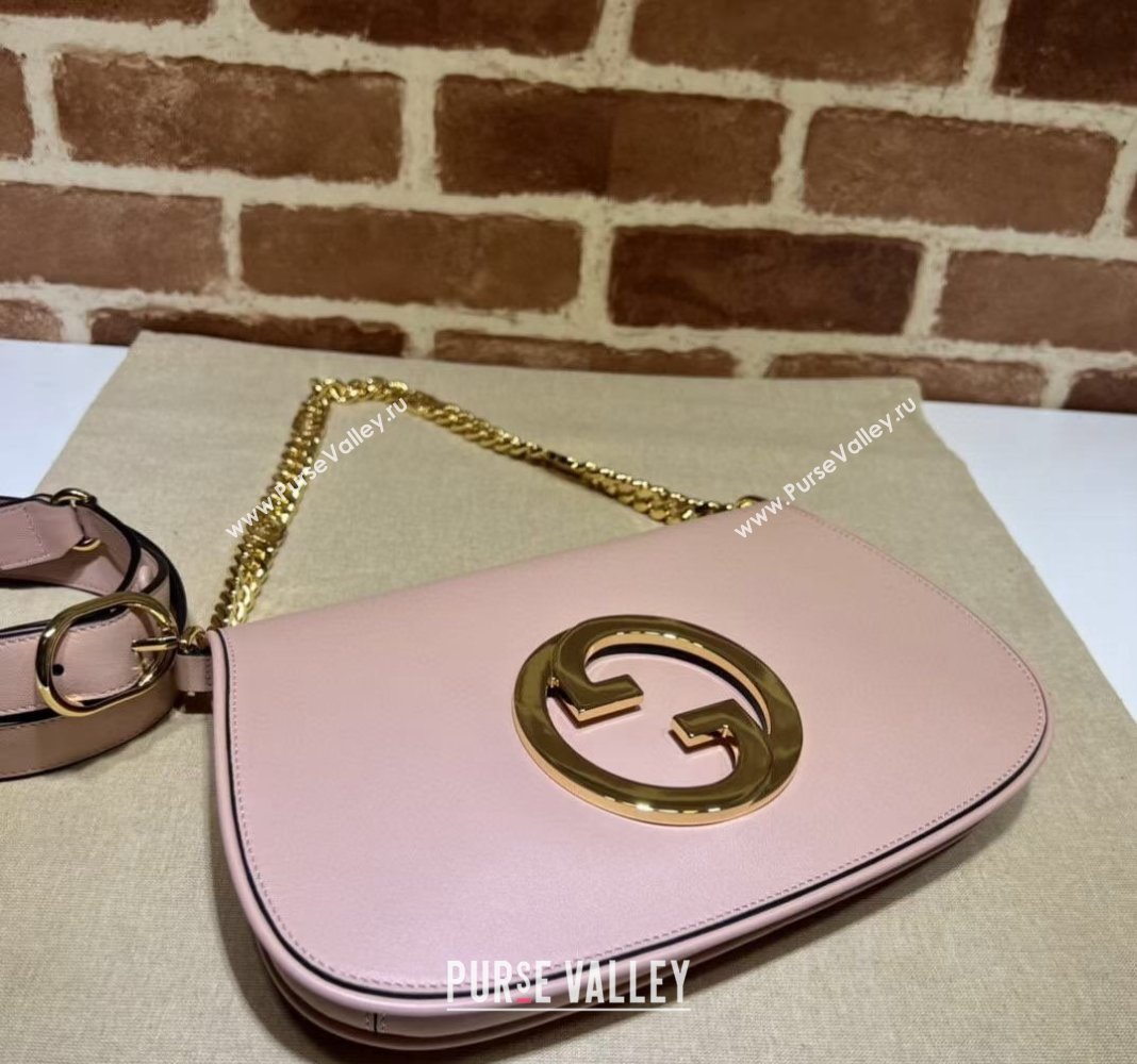 Gucci Blondie Leather Shoulder Bag with Interlocking G 699268 Light Pink 2024 (DLH-241211040)