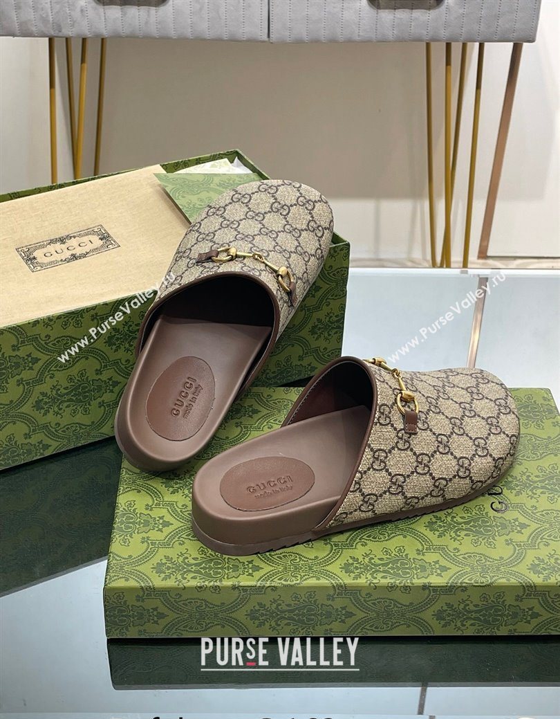 Gucci GG Supreme Canvas Horsebit Flat Mules 749815 2023 ‎ (KL-25122701)