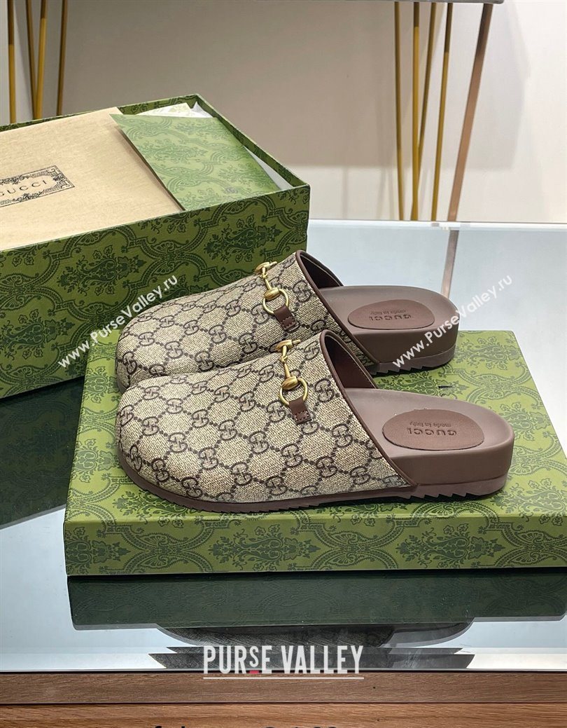 Gucci GG Supreme Canvas Horsebit Flat Mules 749815 2023 ‎ (KL-25122701)