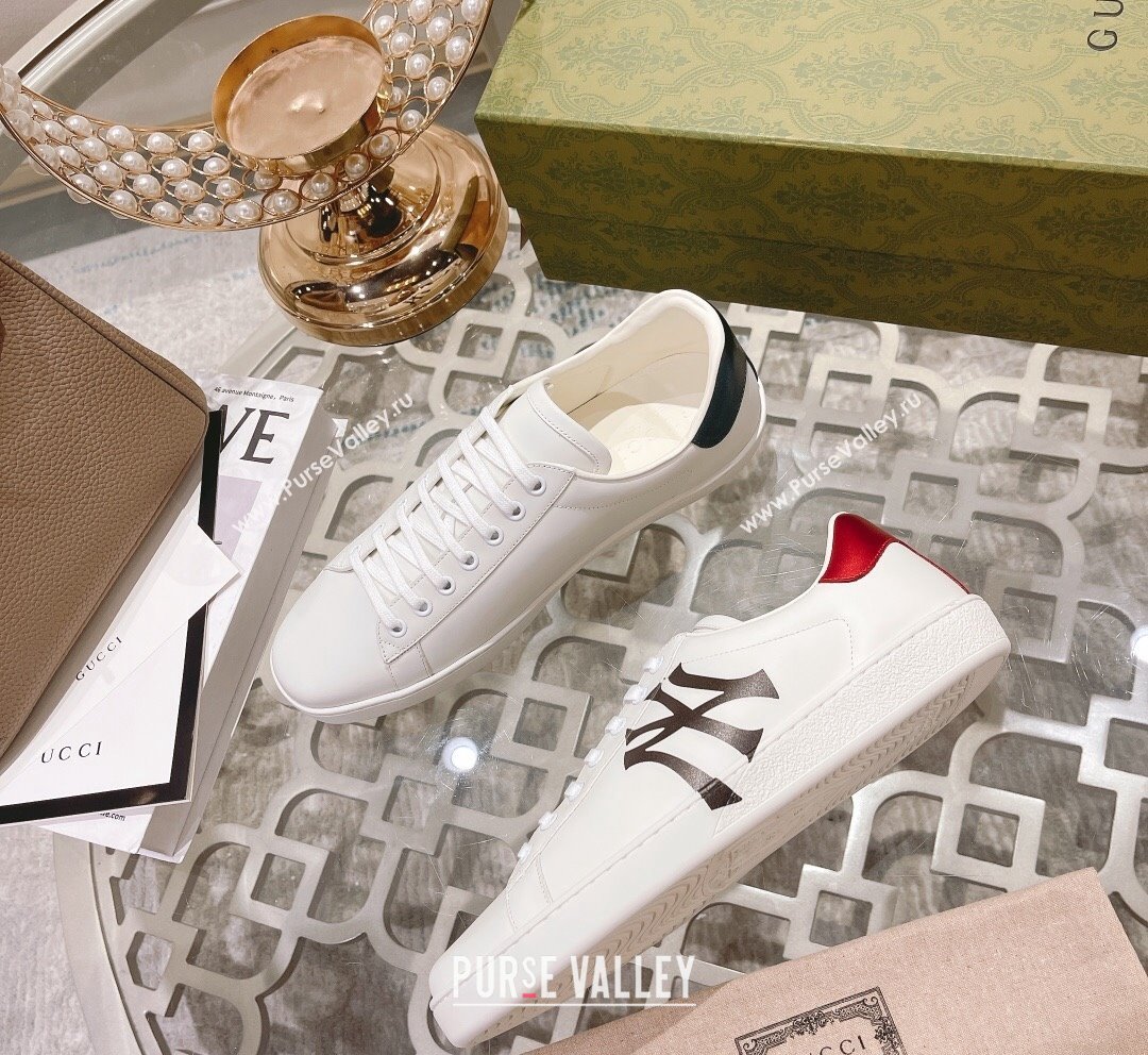 Gucci Ace Leather Sneakers NY White 2023 1012 (SS-231012100)