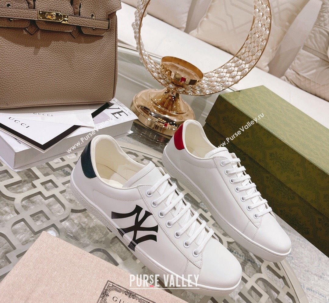 Gucci Ace Leather Sneakers NY White 2023 1012 (SS-231012100)