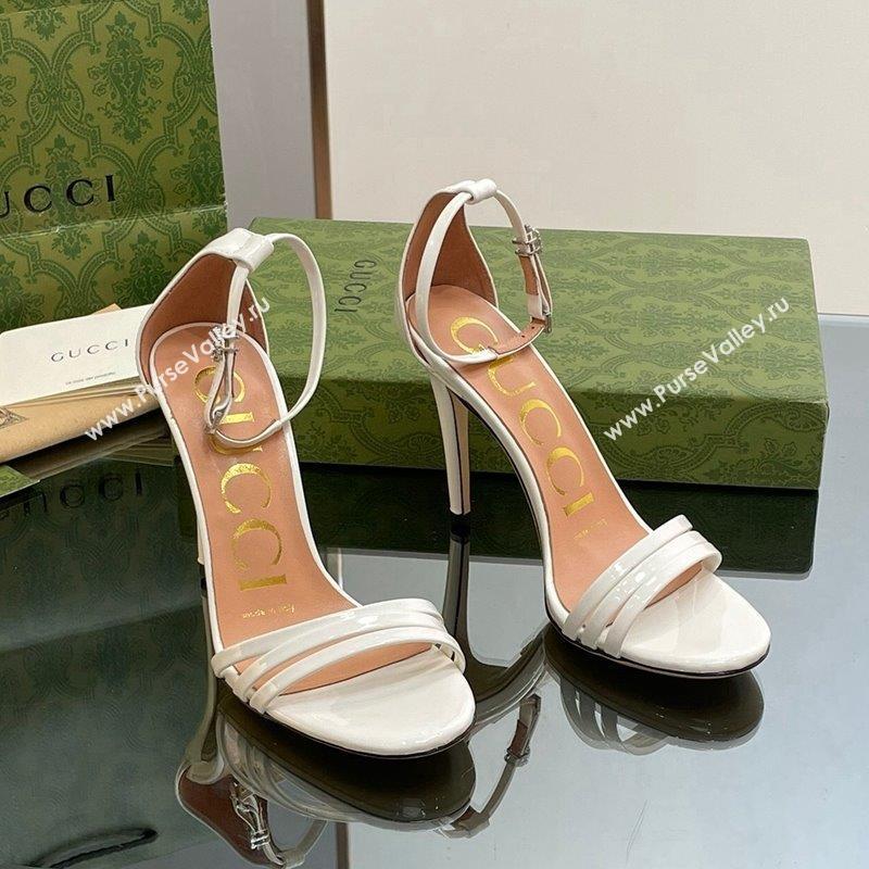 Gucci Heeled Patent Leather Sandals 8.5cm White 2023 551213 (SS-231012013)