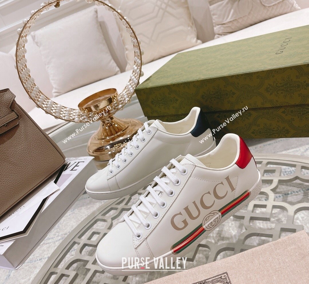 Gucci Ace Leather Sneakers with Web White 30 2023 1012 (SS-231012101)