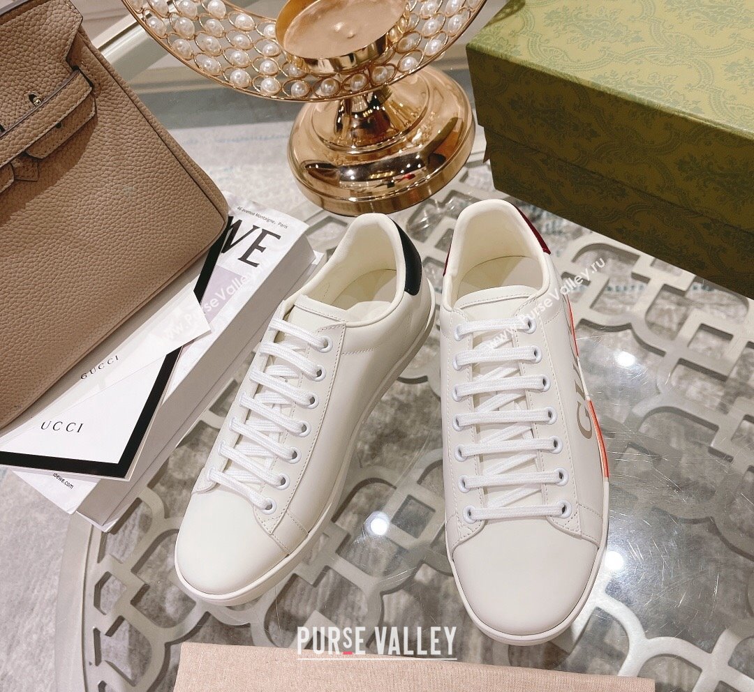 Gucci Ace Leather Sneakers with Web White 30 2023 1012 (SS-231012101)