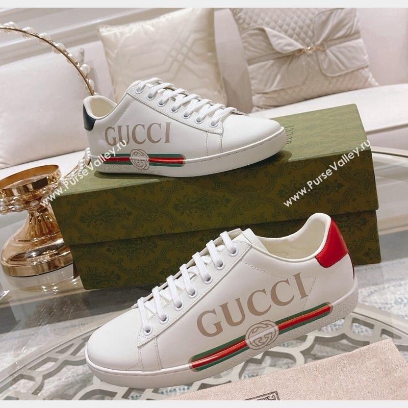 Gucci Ace Leather Sneakers with Web White 30 2023 1012 (SS-231012101)