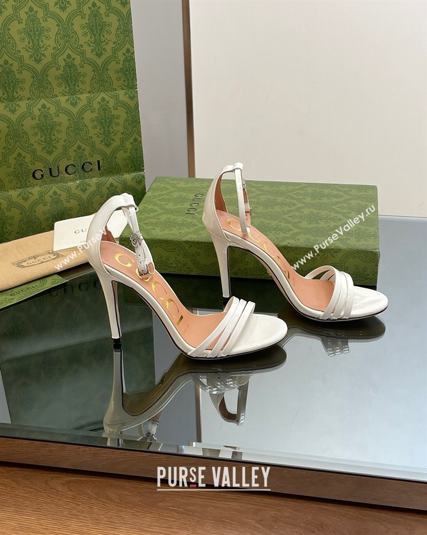 Gucci Heeled Patent Leather Sandals 8.5cm White 2023 551213 (SS-231012013)