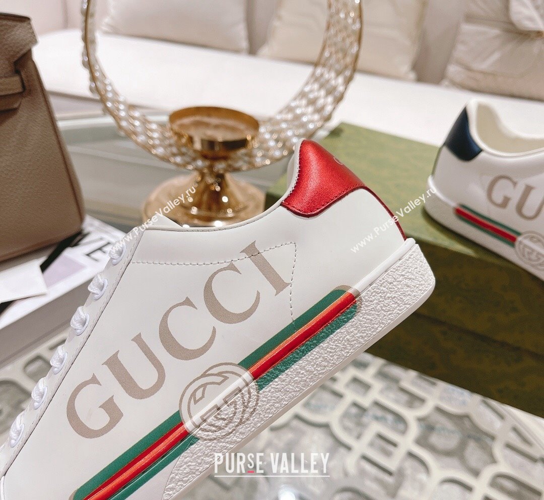 Gucci Ace Leather Sneakers with Web White 30 2023 1012 (SS-231012101)