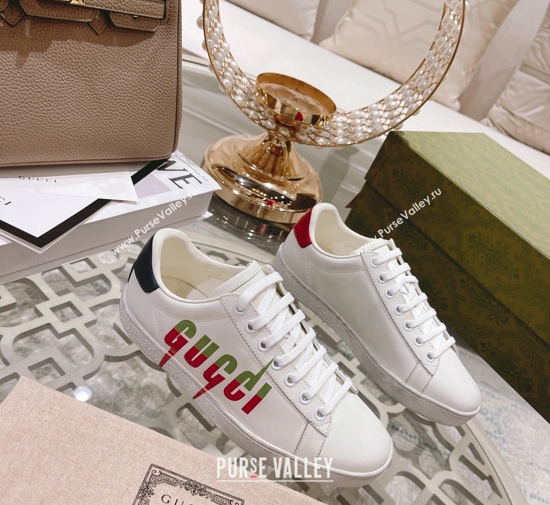 Gucci Ace Leather Sneakers with GUCCI Print White 31 2023 1012 (SS-231012102)