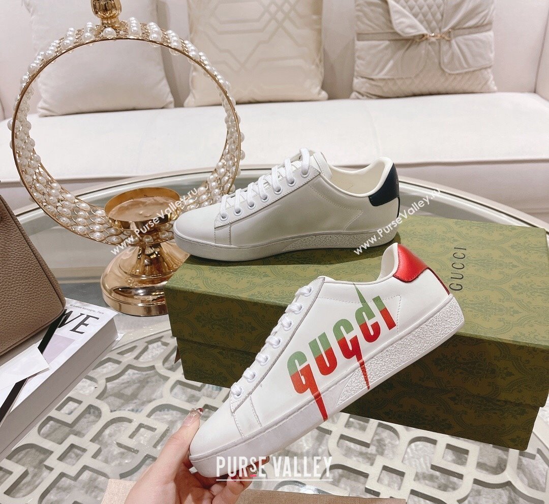 Gucci Ace Leather Sneakers with GUCCI Print White 31 2023 1012 (SS-231012102)