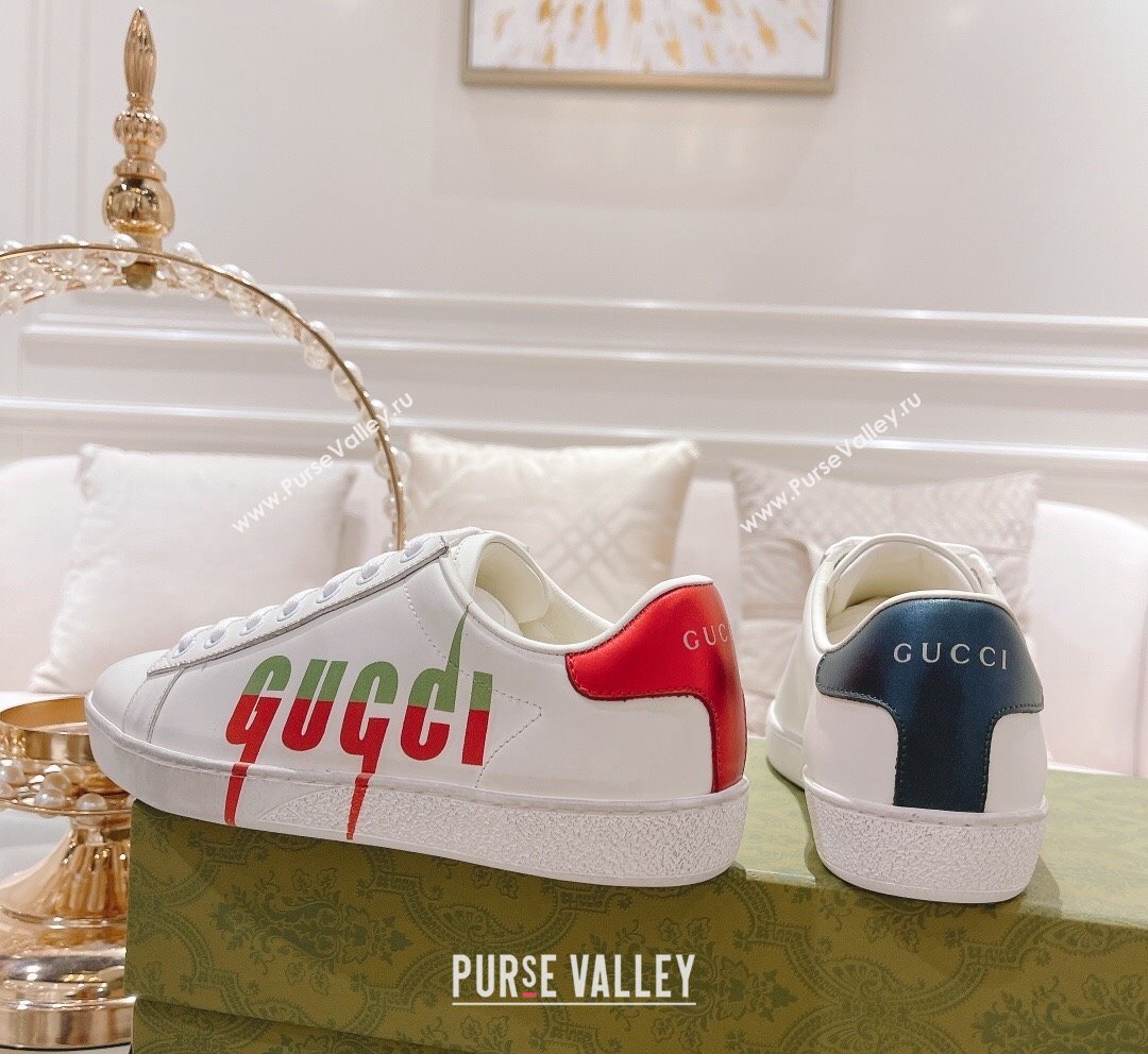 Gucci Ace Leather Sneakers with GUCCI Print White 31 2023 1012 (SS-231012102)