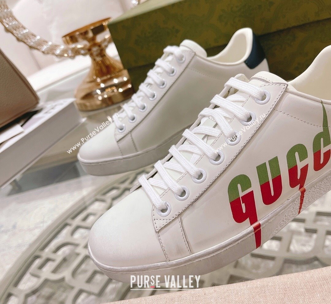 Gucci Ace Leather Sneakers with GUCCI Print White 31 2023 1012 (SS-231012102)