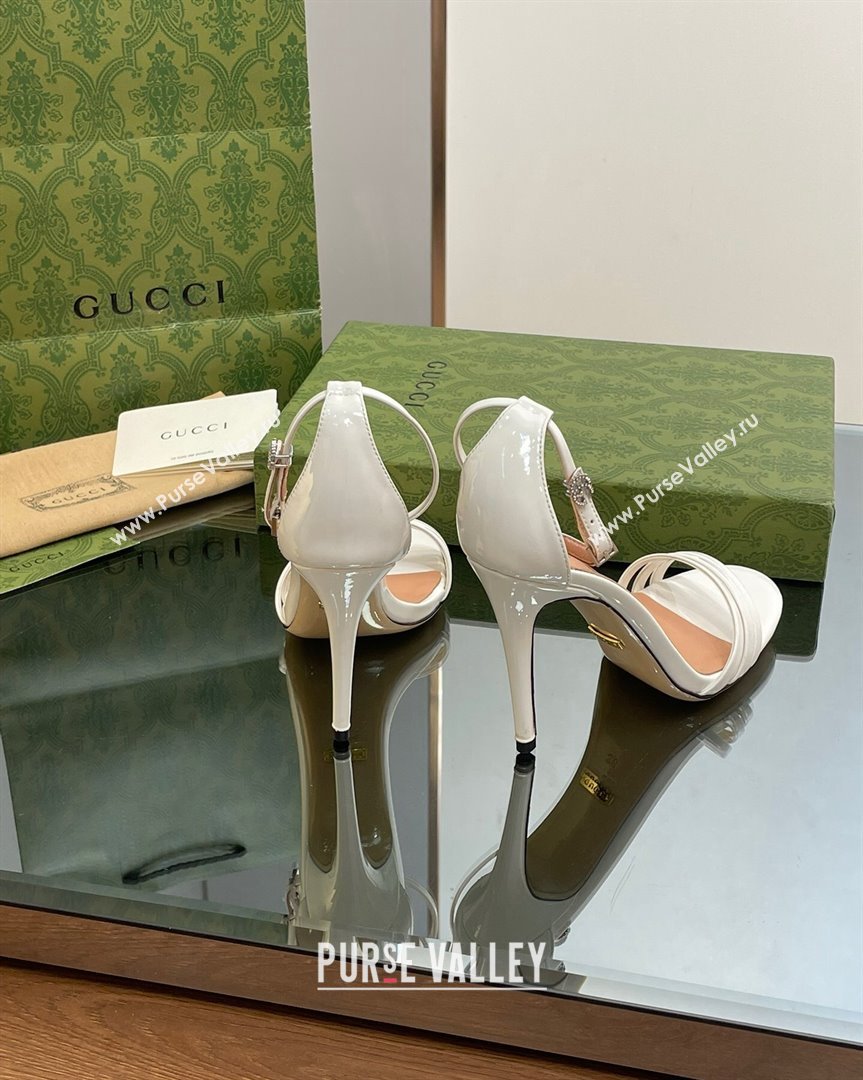 Gucci Heeled Patent Leather Sandals 8.5cm White 2023 551213 (SS-231012013)