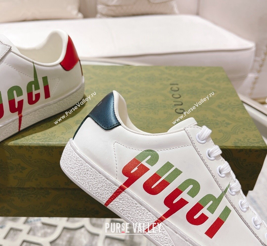 Gucci Ace Leather Sneakers with GUCCI Print White 31 2023 1012 (SS-231012102)