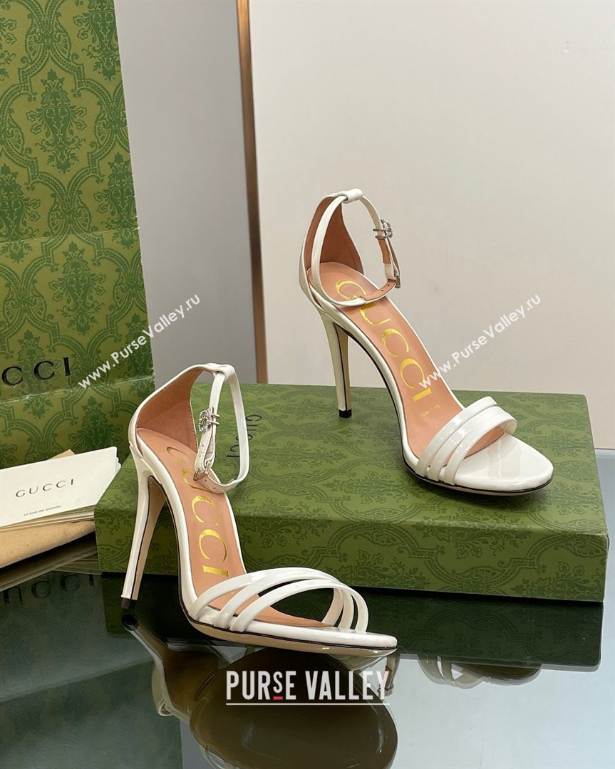 Gucci Heeled Patent Leather Sandals 8.5cm White 2023 551213 (SS-231012013)