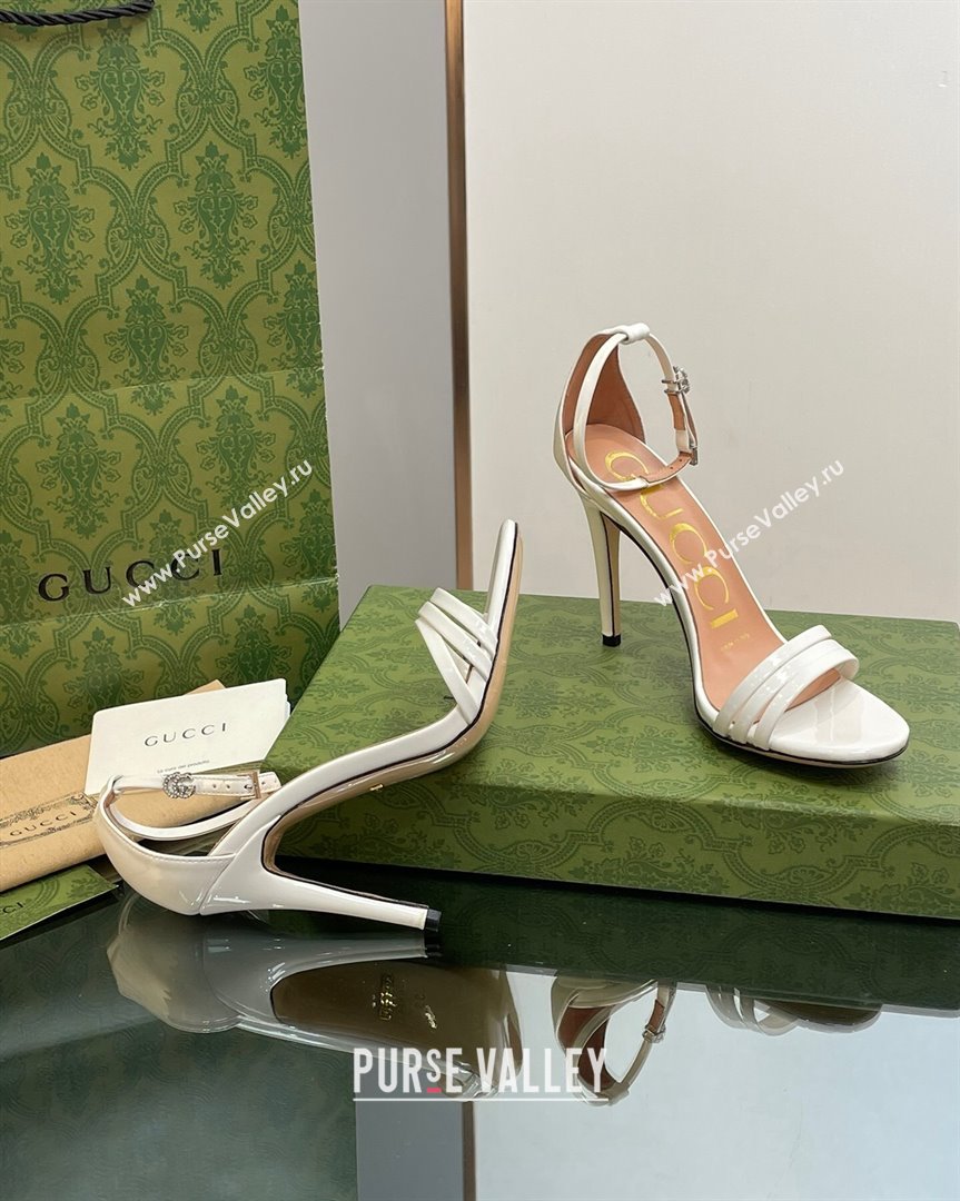 Gucci Heeled Patent Leather Sandals 8.5cm White 2023 551213 (SS-231012013)