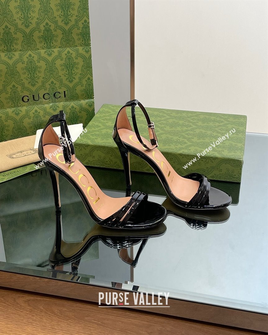 Gucci Heeled Patent Leather Sandals 8.5cm Black 2023 551213 (SS-231012014)