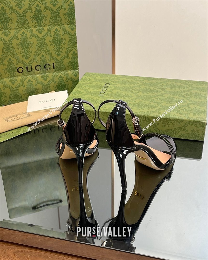 Gucci Heeled Patent Leather Sandals 8.5cm Black 2023 551213 (SS-231012014)