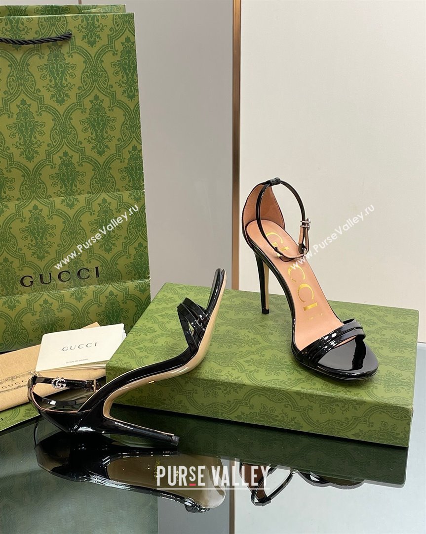 Gucci Heeled Patent Leather Sandals 8.5cm Black 2023 551213 (SS-231012014)