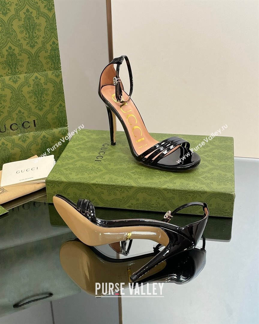 Gucci Heeled Patent Leather Sandals 8.5cm Black 2023 551213 (SS-231012014)