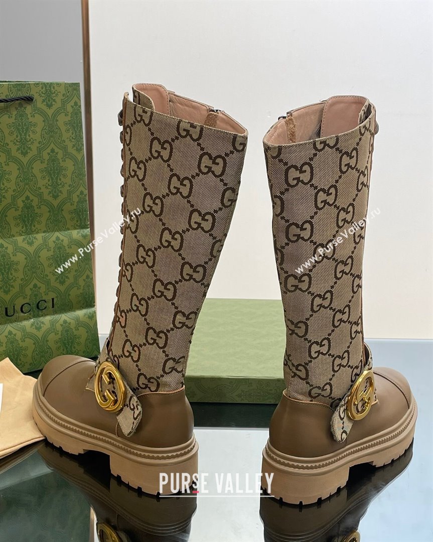 Gucci Blondie GG Canvas Medium Boots Beige 2023 GG10121 (MD-231012021)