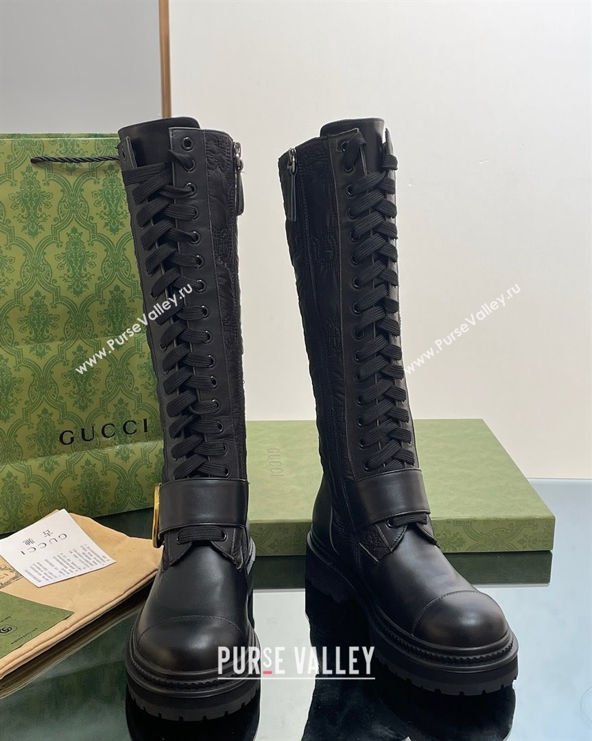 Gucci Blondie GG Fabric Medium Boots Black 2023 GG10121 (MD-231012022)