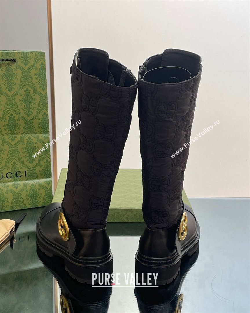 Gucci Blondie GG Fabric Medium Boots Black 2023 GG10121 (MD-231012022)