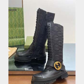 Gucci Blondie GG Fabric Medium Boots Black 2023 GG10121 (MD-231012022)