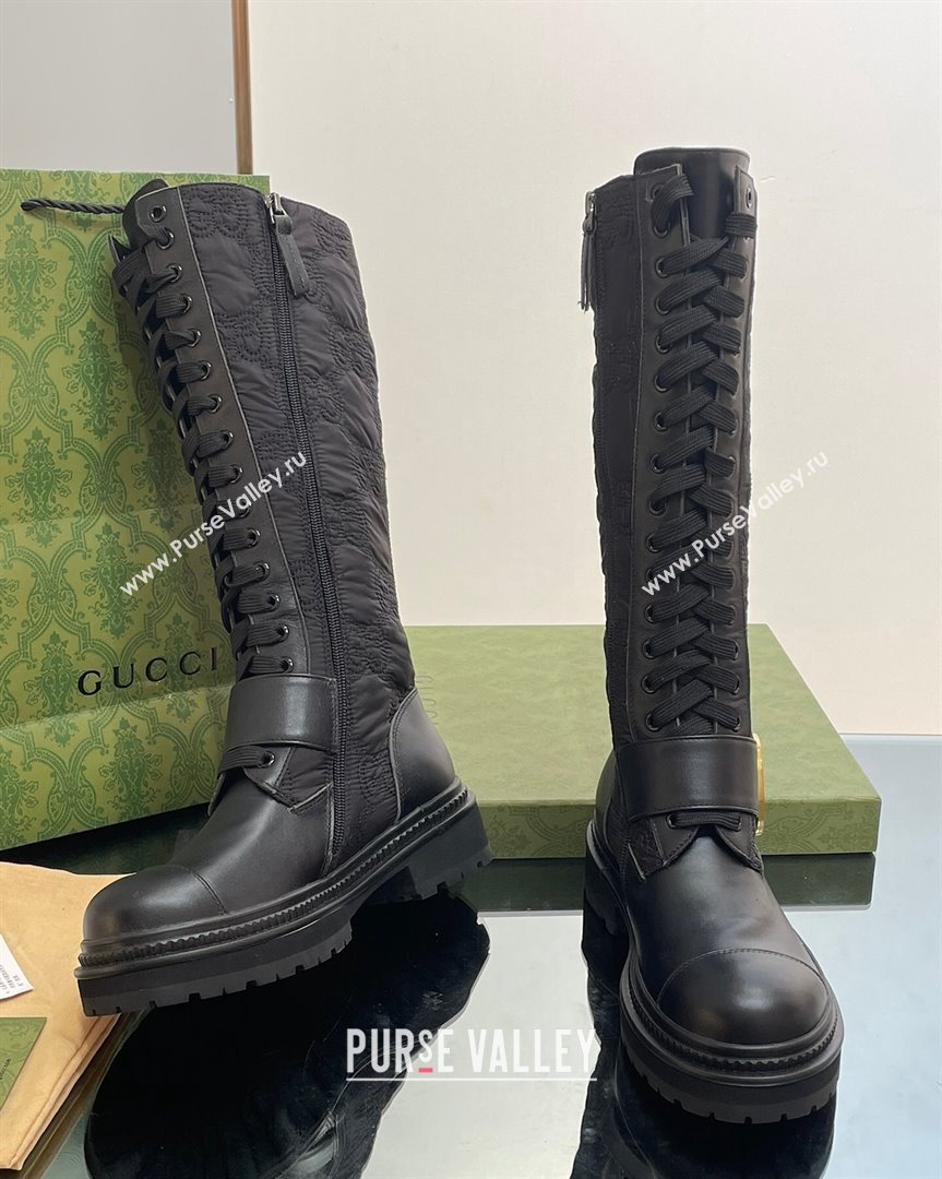 Gucci Blondie GG Fabric Medium Boots Black 2023 GG10121 (MD-231012022)