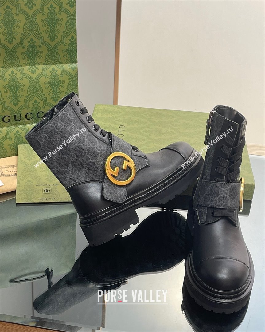 Gucci Blondie GG Canvas Ankle Boots Black 2023 GG10121 (MD-231012024)