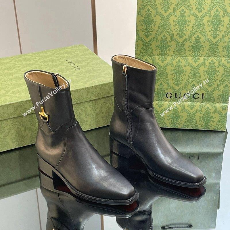 Gucci Leather Ankle Boots 4.5cm with Horsebit Black 2023 GG10122 (MD-231012026)