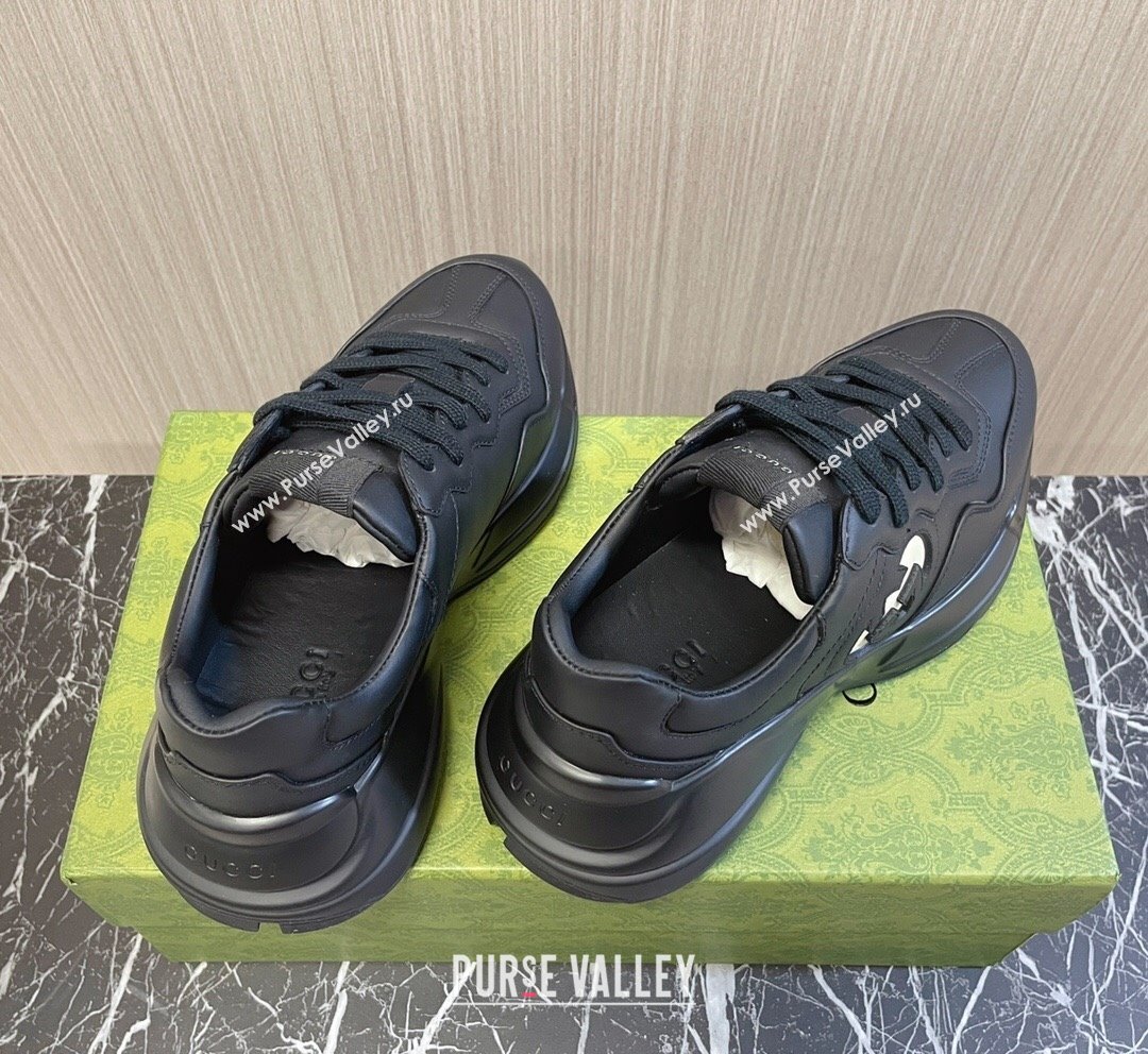 Gucci Leather Interlocking G Rhyton Sneakers Black 2023 757887 (MD-231012031)