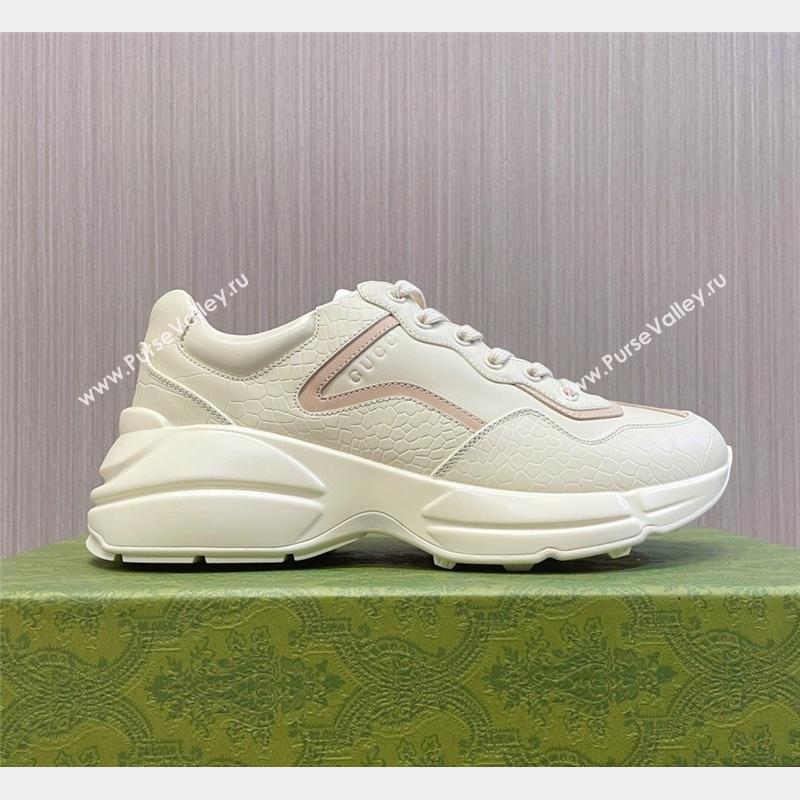 Gucci Rhyton Sneakers in Stones Embossed Leather White 2023 757887 (MD-231012033)