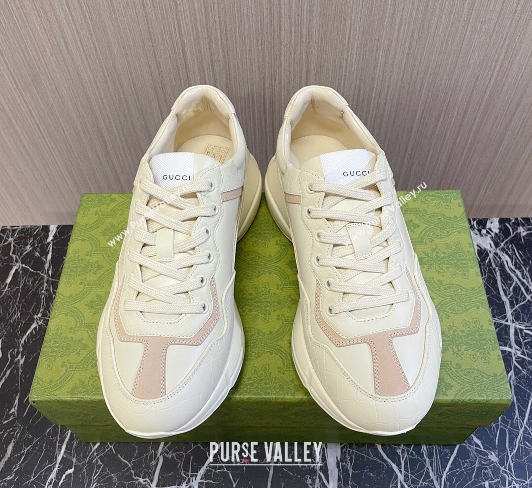 Gucci Rhyton Sneakers in Stones Embossed Leather White 2023 757887 (MD-231012033)