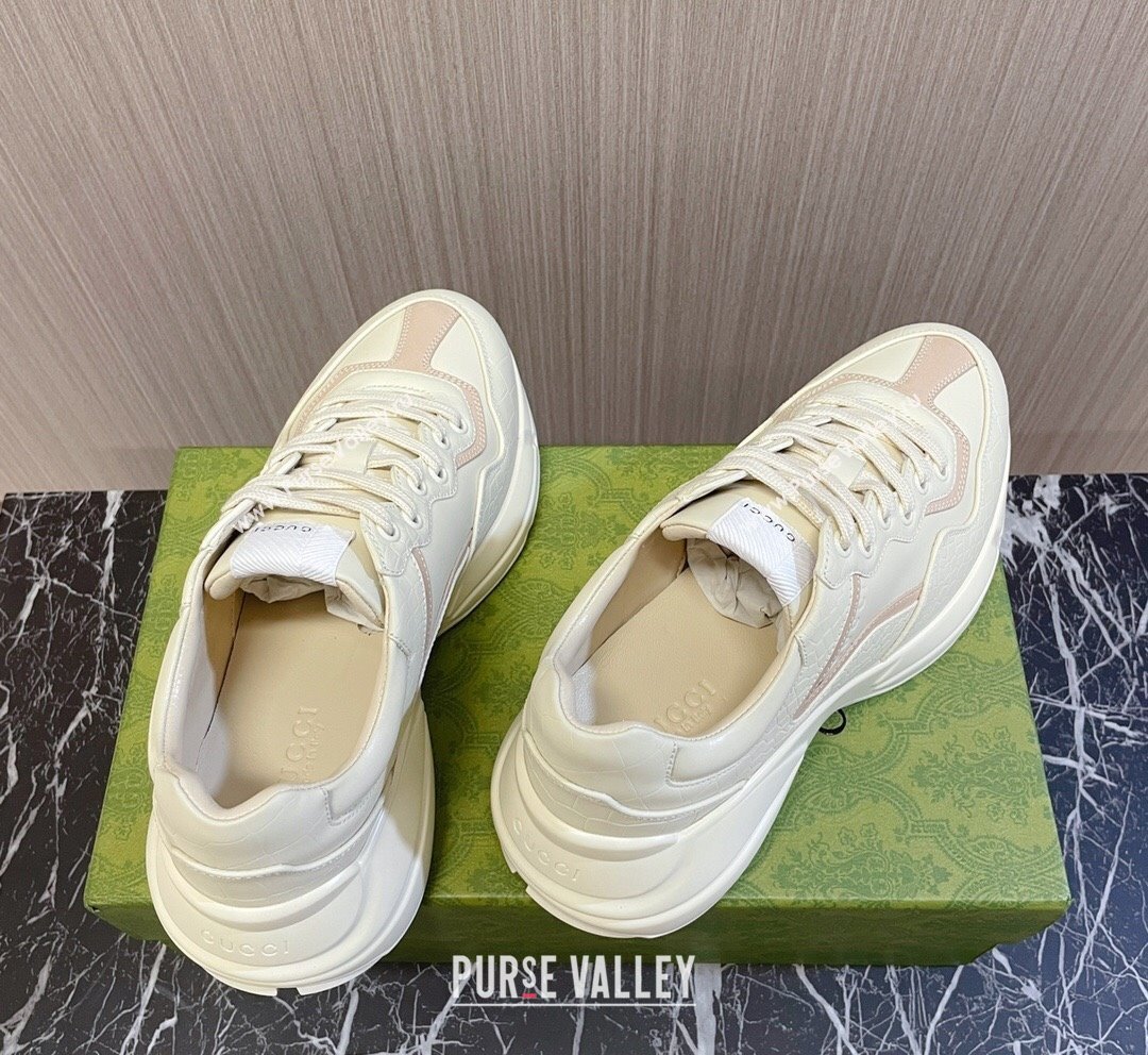 Gucci Rhyton Sneakers in Stones Embossed Leather White 2023 757887 (MD-231012033)