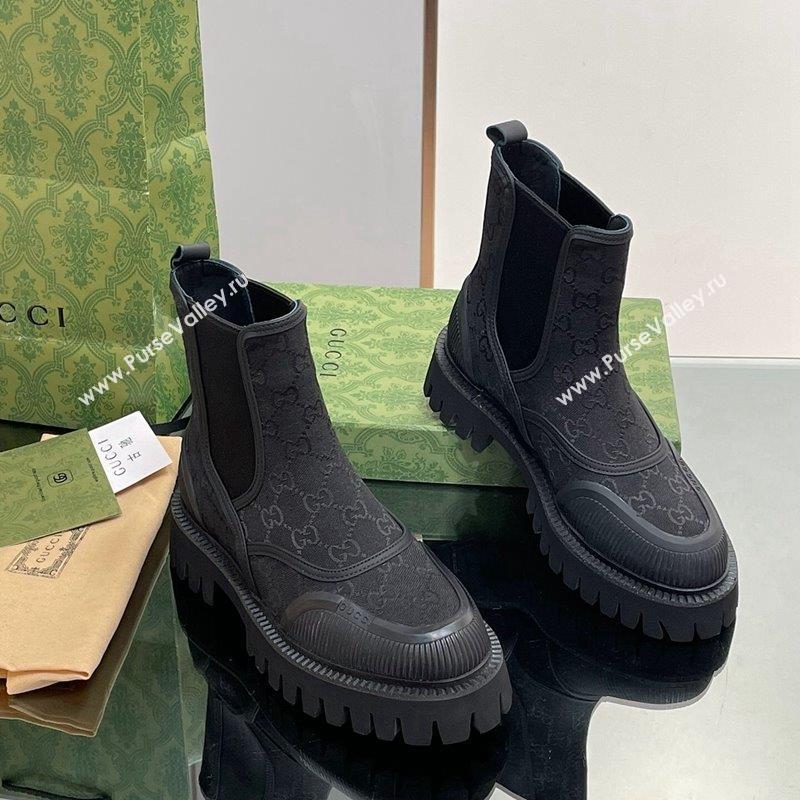 Gucci GG Canvas and Leather Ankle Boots Black 2023 751711 (MD-231012039)