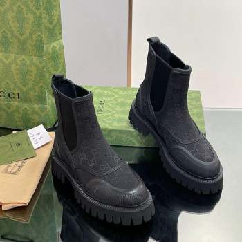 Gucci GG Canvas and Leather Ankle Boots Black 2023 751711 (MD-231012039)