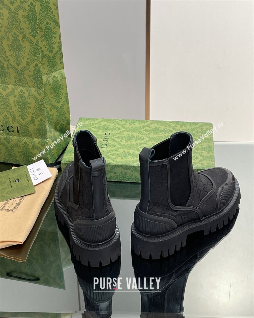 Gucci GG Canvas and Leather Ankle Boots Black 2023 751711 (MD-231012039)
