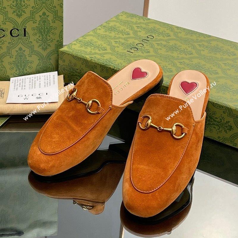 Gucci Princetown Suede Flat Slippers Light Brown 2023 557730 (MD-231012045)