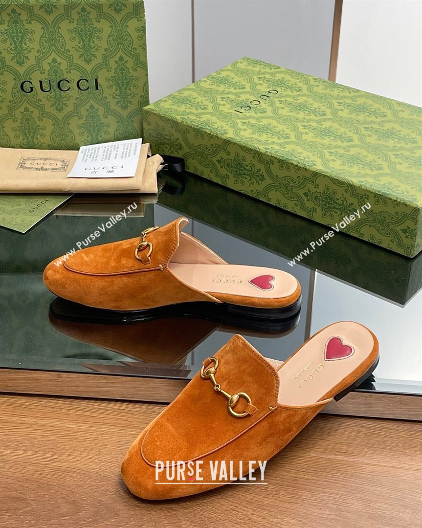 Gucci Princetown Suede Flat Slippers Light Brown 2023 557730 (MD-231012045)