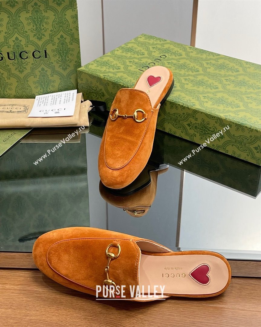 Gucci Princetown Suede Flat Slippers Light Brown 2023 557730 (MD-231012045)