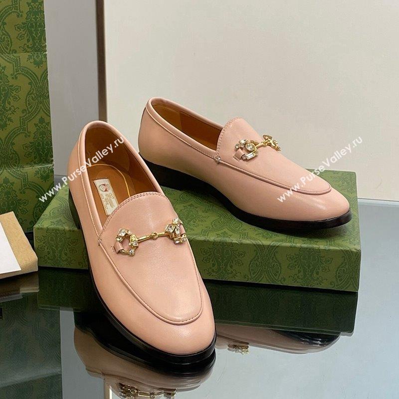 Gucci Jordaan Leather Loafers with Crystals Light Pink 2023 759918 (MD-231012054)