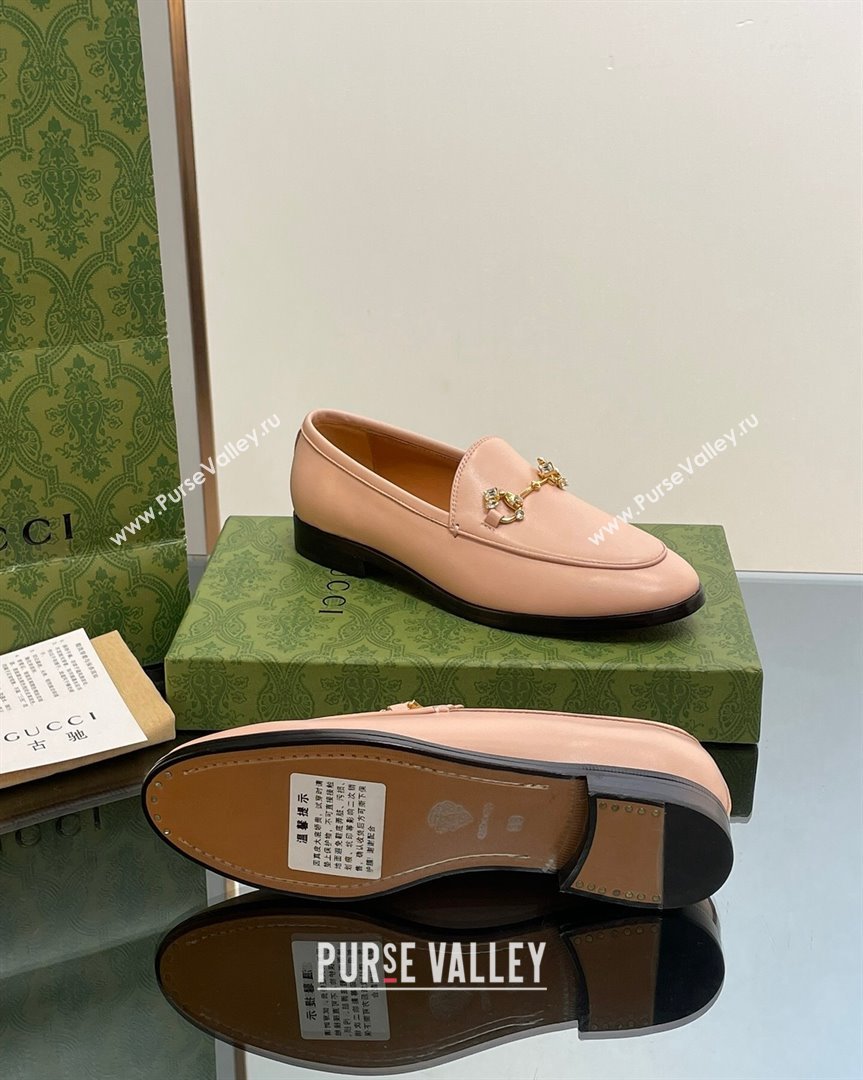 Gucci Jordaan Leather Loafers with Crystals Light Pink 2023 759918 (MD-231012054)